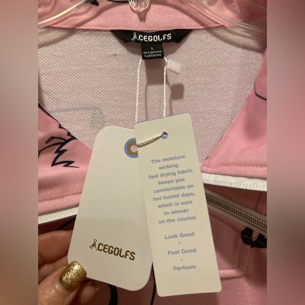 Acegolfs NWT Pink Stick Figure Golf Pullover Woman’s Size Large Activewear - Picture 8 of 13